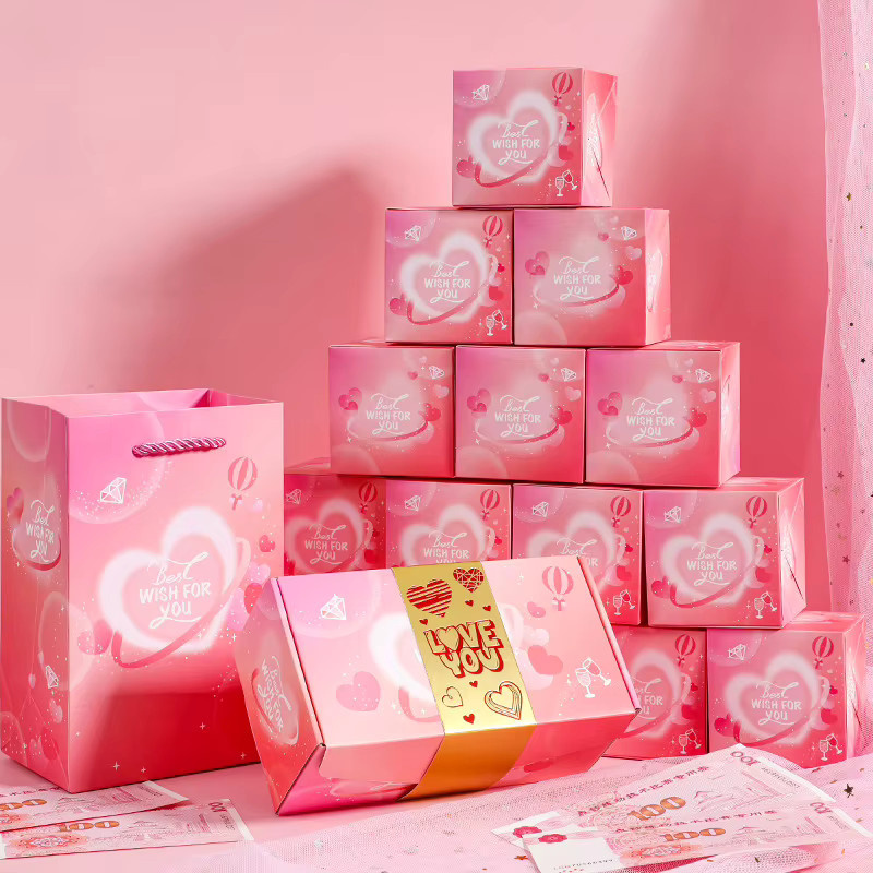12er Set Überraschungs-Geschenkboxen als springende Umschläge in Rot für Valentinstag, Geburtstag und Partys - Bild 2