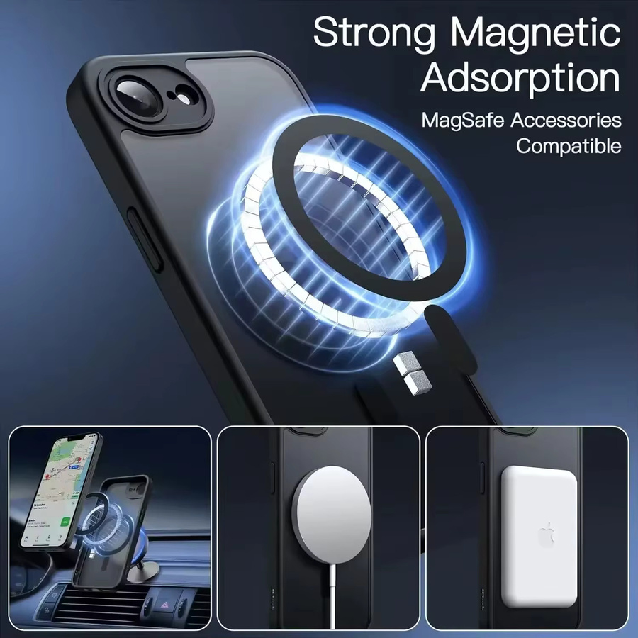 MagSafe Matte Clear Case für Apple iPhone 17 Air und 17 Pro Max mit Riemen, Kameraschutz und stoßfester Abdeckung, Transparent - Bild 3