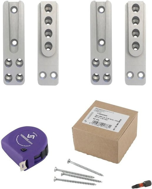 vasalat Set HVP Schwerlastverbinder aus Aluminium in Silber mit Spax T-Star Plus Schrauben und TX20 Bit, Maße: Breite: 100 mm, Höhe: 25 mm, Tiefe: 12 mm - Bild 1
