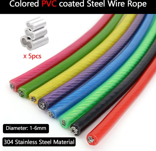 PVC-beschichtetes Edelstahlseil aus 304 Edelstahl in verschiedenen Farben und Durchmessern von 1 mm bis 6 mm - Bild 1