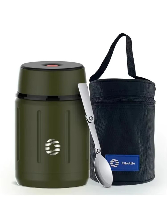 FEIJIAN Thermoskanne und Vakuum-Lunchbox aus Edelstahl mit faltbarem Geschirr, grün, 750 ml - Bild 5