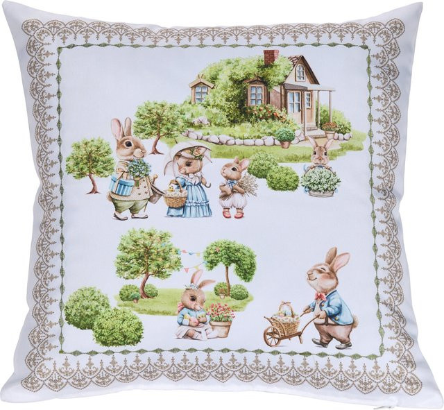 Kissenhülle Hasenschule von viva domo in Multicolour, B/B/H: 40 x 40 x 40 cm - Bild 1