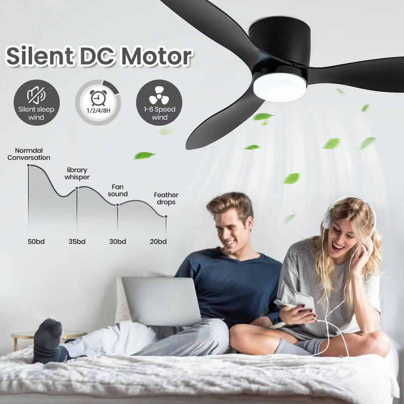 IRALAN Moderner Deckenventilator mit Licht und Fernbedienung für Schlafzimmer und Wohnzimmer in Schwarz, Weiß oder Holz - Bild 3