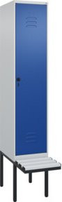 C+P Spind Classic PLUS Garderobenschrank mit Sitzbank, 1 Abteil, Lichtgrau, B: 212 cm, T: 40 cm, H: 81,5 cm - Bild 1