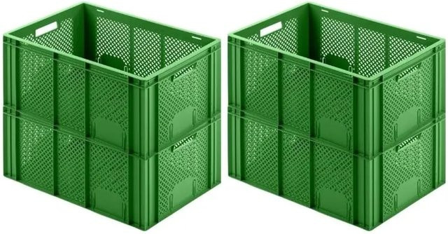 CHEFGASTRO SuperSparSet 4er Pack Eurobehälter Obst- und Gemüsekasten in Grün, H x B x T: 27,4 x 40 x 60 cm, 54 Liter Transportbox - Bild 1