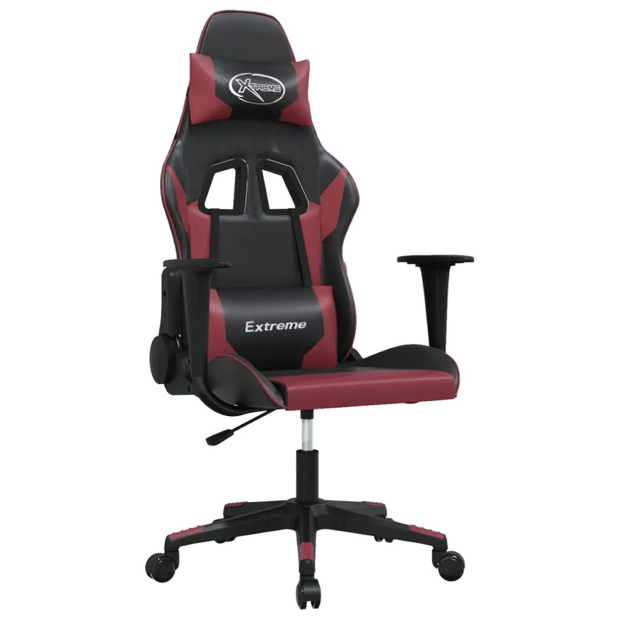 vidaXL Gaming-Stuhl Modell 3 mit Massagefunktion in Schwarz und Weinrot aus Kunstleder - Bild 2