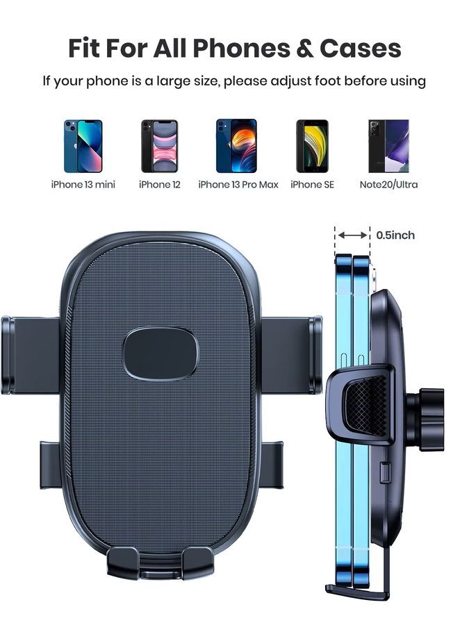 HELLOLEIBOO Auto-Handyhalterung mit Schwerkraftbefestigung für iPhone, Xiaomi und Samsung, Schwarz, für Armaturenbrett, Windschutzscheibe und Lüftungsschlitze - Bild 3