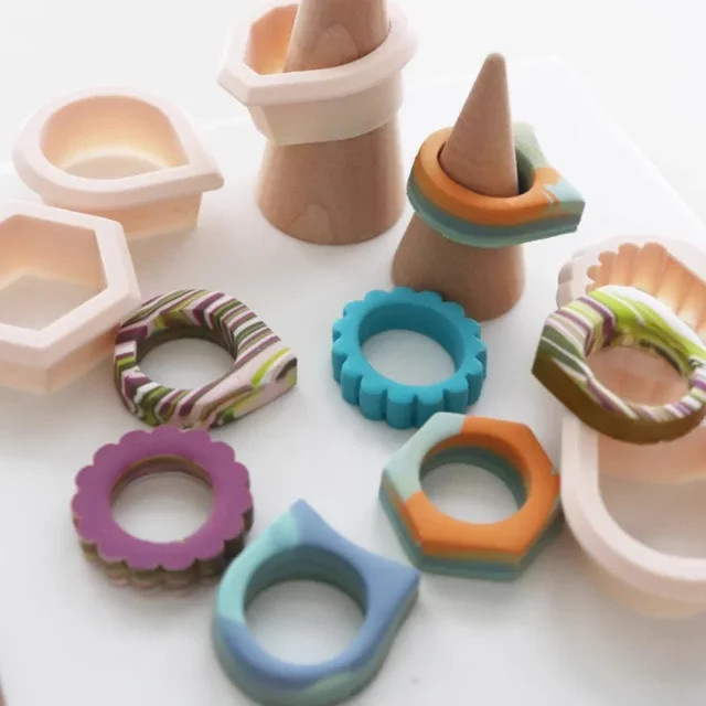 Ring-Schneideform für Polymer Clay in verschiedenen Größen, Mehrfarbiges Keramik-Werkzeug-Set aus Kunststoff für DIY-Projekte - Bild 1