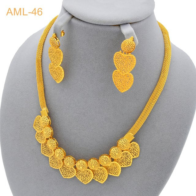 XUHUANG Schmuckset Halskette, Ohrringe, Gold, Damen - Bild 1