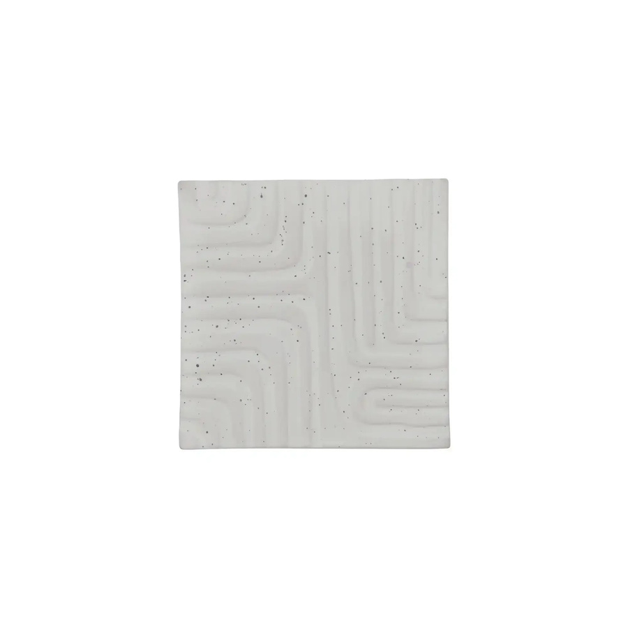 House Doctor Maybe Wandfliese aus Steingut in gebrochen Weiß mit abstraktem Relief, B/H: 15 x 15 cm - Bild 1
