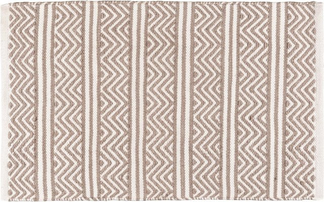 Wenko Badematte Shaki in Boho-Stil aus recyceltem PET, Farbe: Weiß/Beige, B/T: 80 x 50 cm - Bild 1