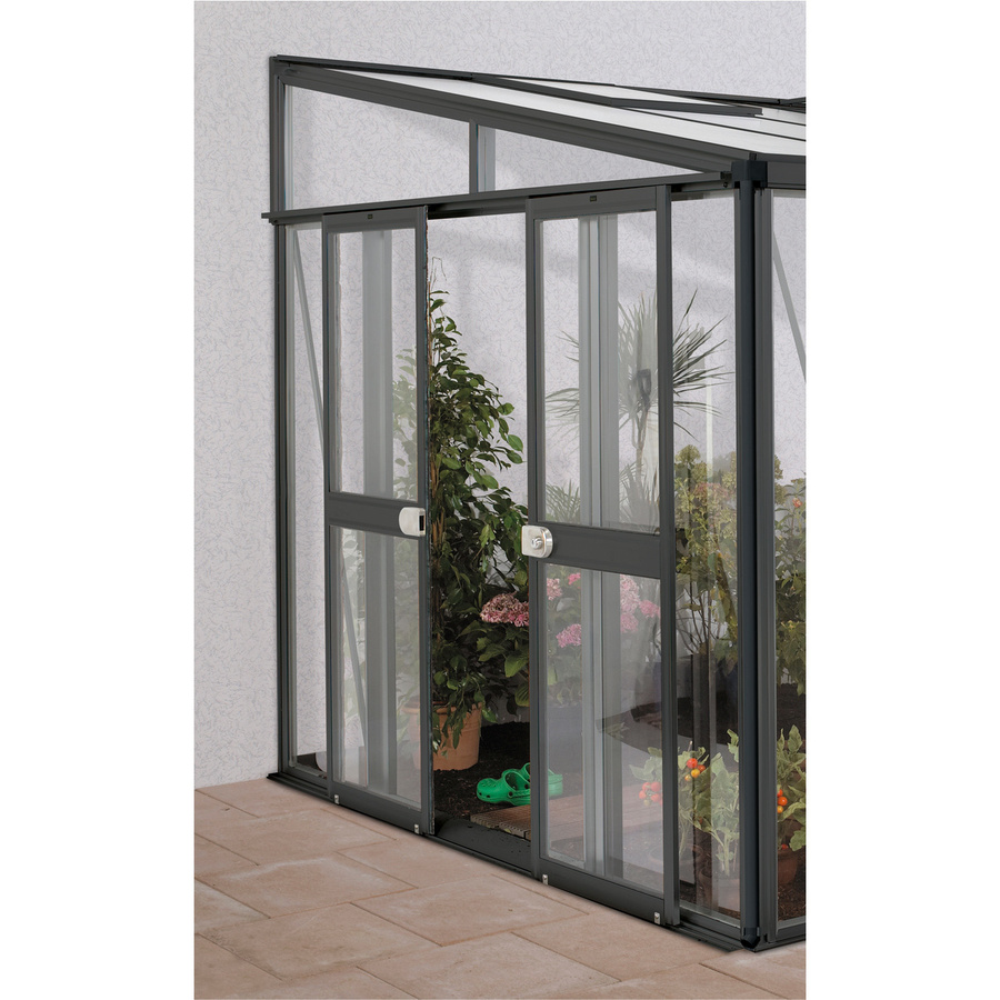Vitavia Doppelschiebetür als Erweiterung für Gewächshäuser Athena und Helena in Schwarz mit ESG-Glas, Breite: 119 cm - Bild 2