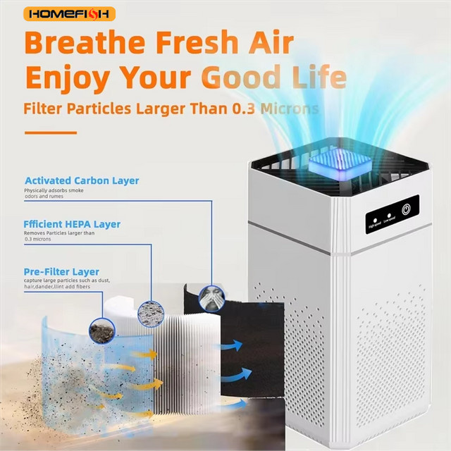 HOMEFISH Tragbarer USB-Luftreiniger mit Aromatherapie-Funktion und austauschbarem Filter für Zuhause und Auto in Weiss oder Grau - Bild 1