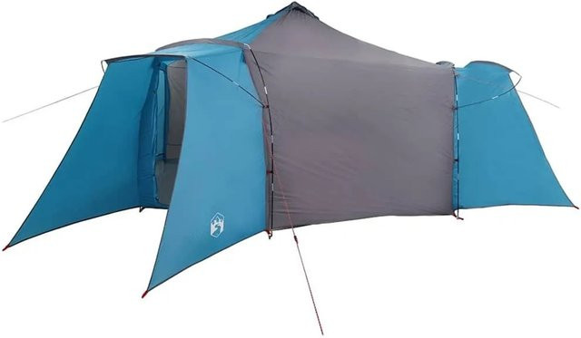 vidaXL Tipi Zelt mit Dach in Blau und Grau, B/T/H: 492 x 492 x 275 cm - Bild 1