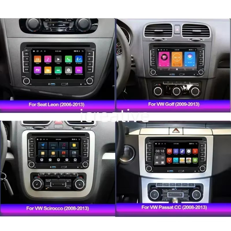 Icreative 7-Zoll Android Multimedia Auto Stereo mit GPS Navigation und Apple Carplay in Schwarz für Volkswagen Golf Polo Jetta Passat B6 B7 CC und Skoda - Bild 2