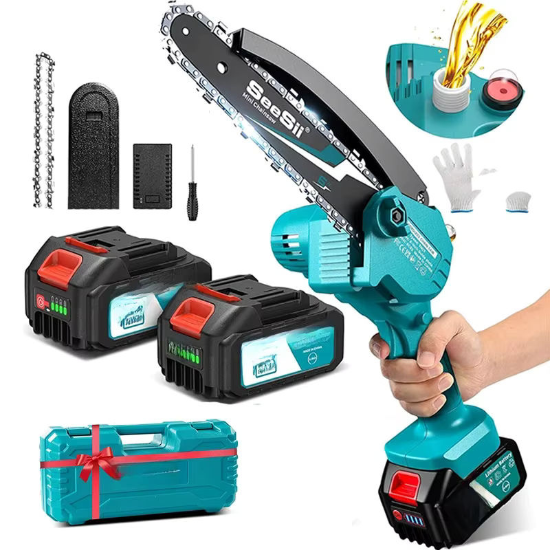 Seesii Mini-Kettensäge kabellos in Türkis, 15,2 cm Astsäge für Makita 18 V Akku LXT zur Holzbearbeitung im Garten - Bild 6