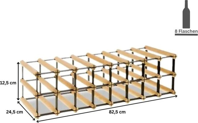 PROREGAL Modulares Weinregal Vinotega Mod aus massivem Kiefernholz, Braun geölt, H x B x T: 12,5 x 82,5 x 24,5 cm - Bild 1