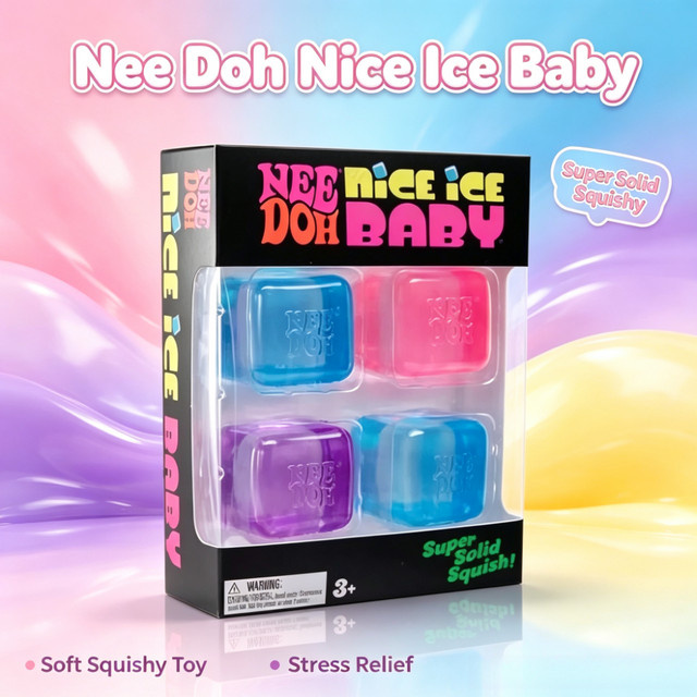 Needoh Nice Ice Baby Mini, quadratische sensorische Spielzeuge, 4er-Set - Bild 1