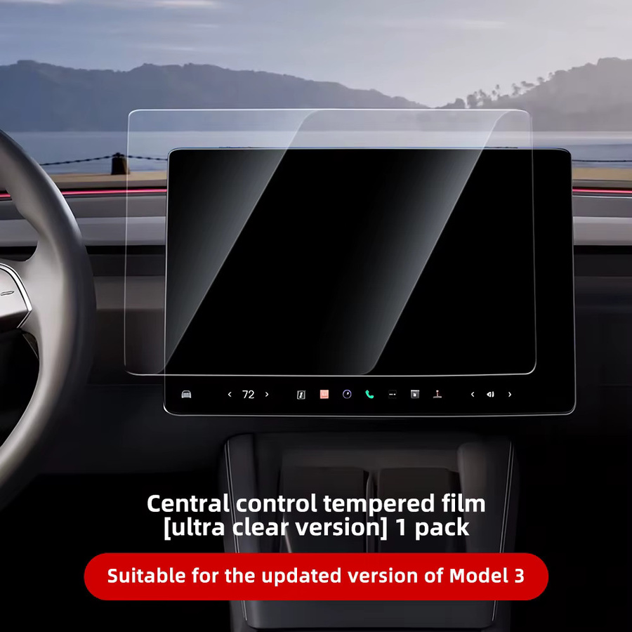 YZ Schutzfolie aus gehärtetem Glas für Tesla Model 3/Y Highland Juniper, hintere Reihe Mittelsteuerung und Touchscreen, transparent - Bild 3