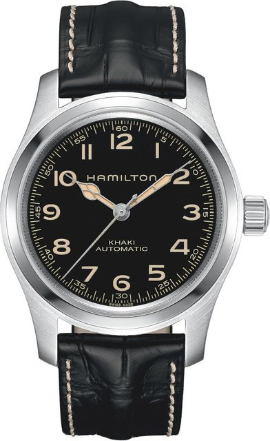 Hamilton Herrenuhr Khaki Field Murph, Automatik, Edelstahl, Leder, 42 mm, Schwarz - Bild 1
