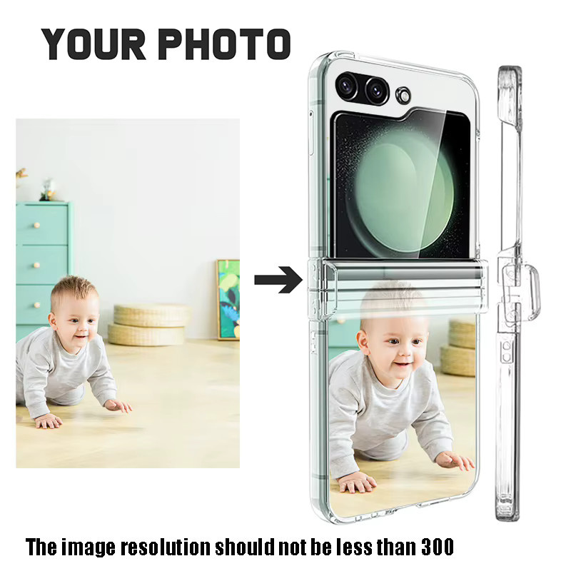 Personalisierte Klapphülle für Samsung Galaxy Z Flip (Modelle 3 bis 8 FE) mit eigenem Foto und Namen, transparente PC-Abdeckung - Bild 3