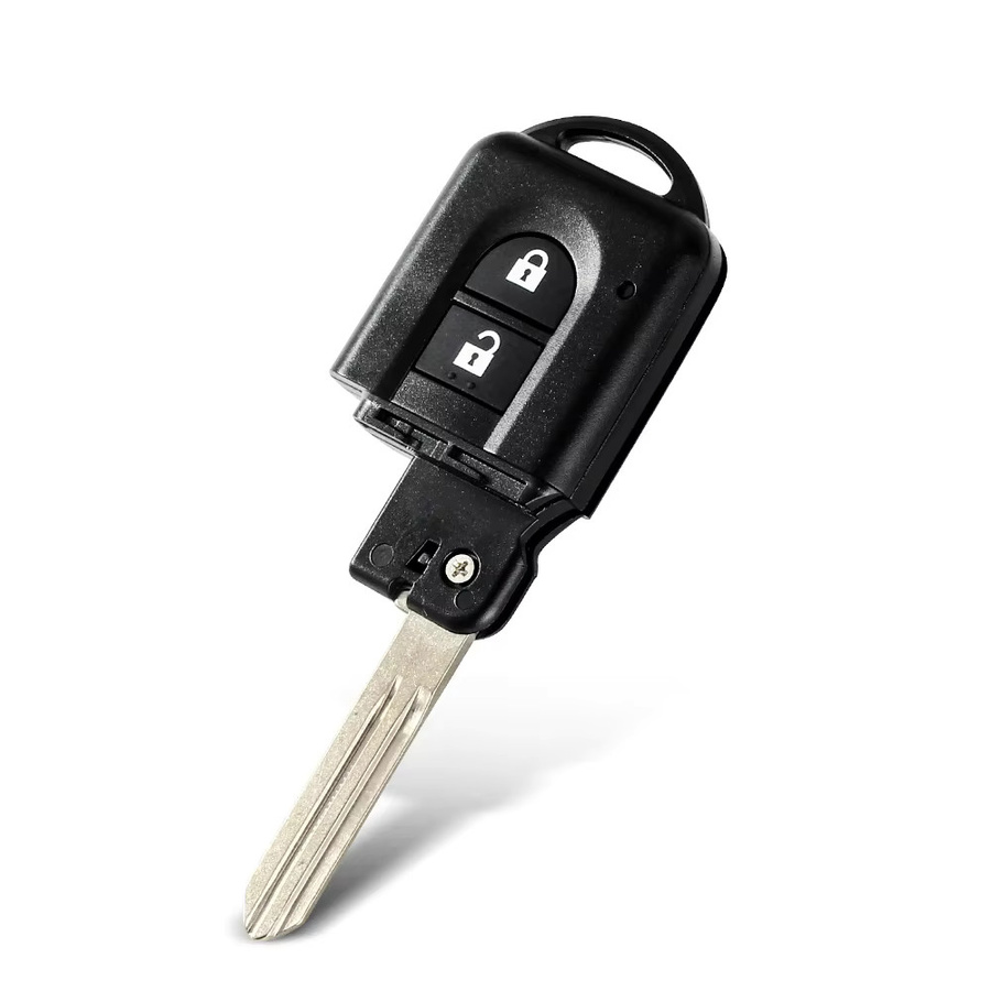 KEYYOU 2-Tasten-Fernbedienung Gehäuse für Nissan Micra Xtrail Qashqai Juke Duke in Schwarz mit Uncut Blade - Bild 3