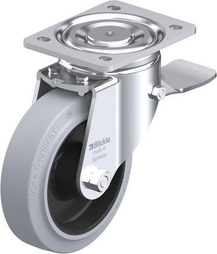 Blickle Lenkrolle LH-POEV 160R-ST-SG mit Feststeller, Rad-Durchmesser: 16 cm, Tragfähigkeit: 400 kg, Stahl und Kunststoff, grau/schwarz - Bild 1