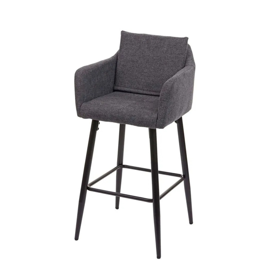 Barhocker MCW-H93 in Dunkelgrau mit Stoffbezug und Metallgestell - Bild 2