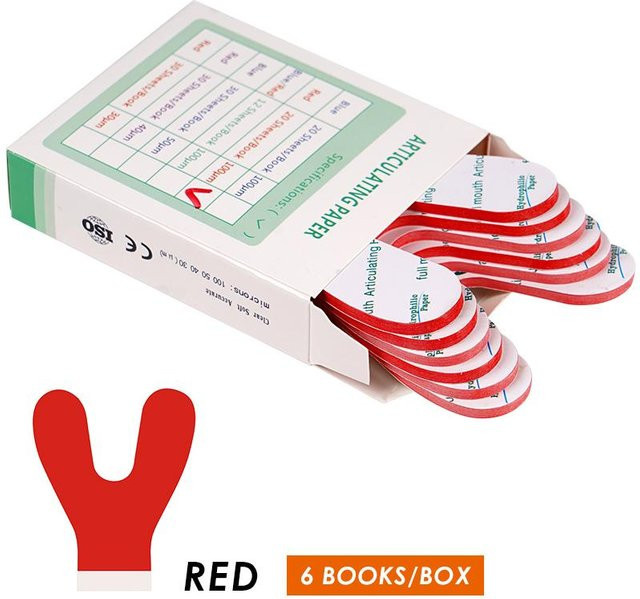 Jumtop Y-Form Dental Artikulationspapier für Okklusion und Bleaching, Rot, 120 Stück - Bild 1