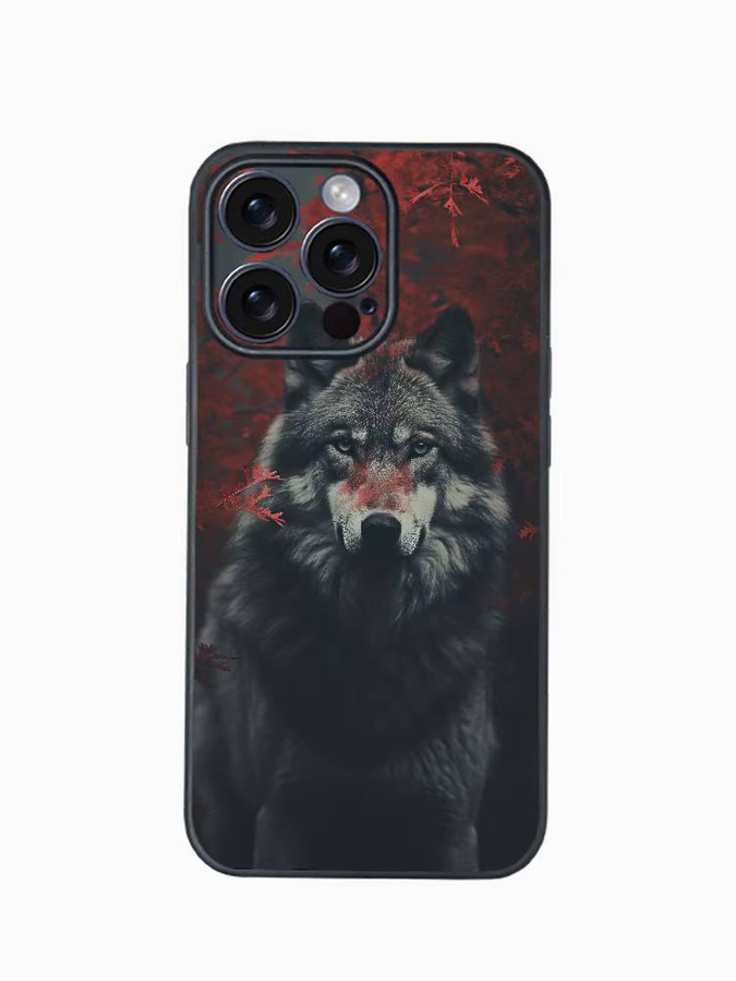 Angry Wolf Anime Handyhülle mit Glasstruktur für Apple iPhone 11 12 13 14 15 16 Pro Max Plus, Multicolor - Bild 5
