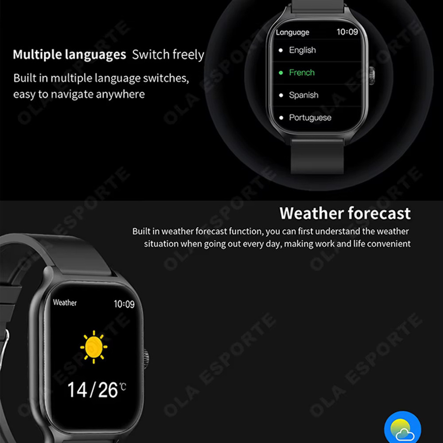 Ola Esporte Smartwatch HW12 in Gold mit Bluetooth-Anruf, Herzfrequenzmessung und Gesundheitsmonitor für Damen und Herren - Bild 4