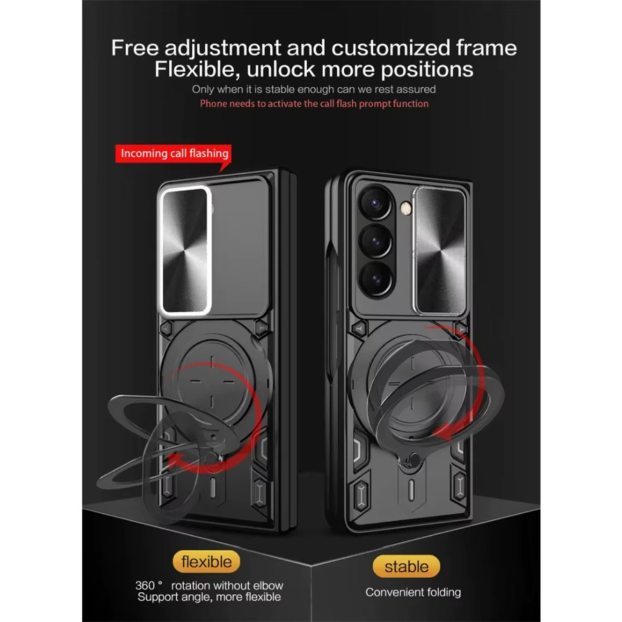 Magnetische 360 Grad rotierende Rüstungshülle für Samsung Galaxy Z Fold 7, 6, 5 5G mit Autohalter-Ring und Kameraschutz in Schwarz oder Lila - Bild 4