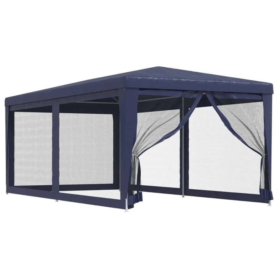vidaXL Partyzelt aus HDPE mit 6 Mesh-Seitenwänden in Blau, B/T/H: 6 x 3 x 2,58 m - Bild 2