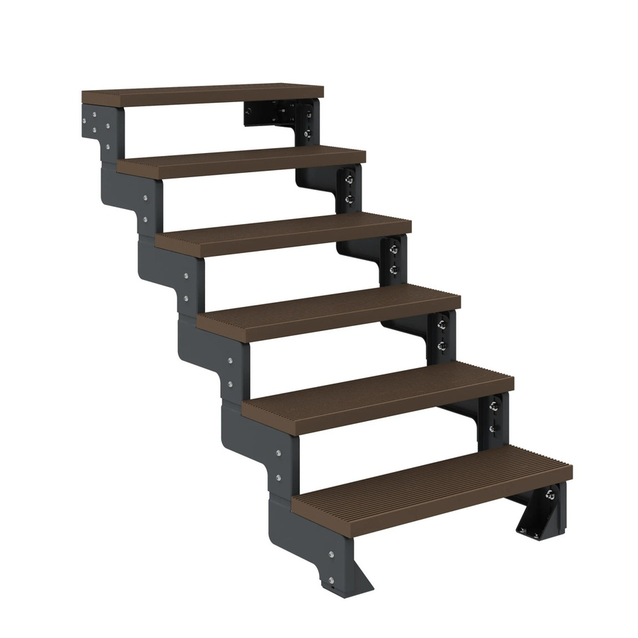 Dolle Außentreppe Gardentop aus Stahl und Holz in Anthrazit und Braun mit 6 Stufen und einer Breite von 80 cm ohne Geländer - Bild 2