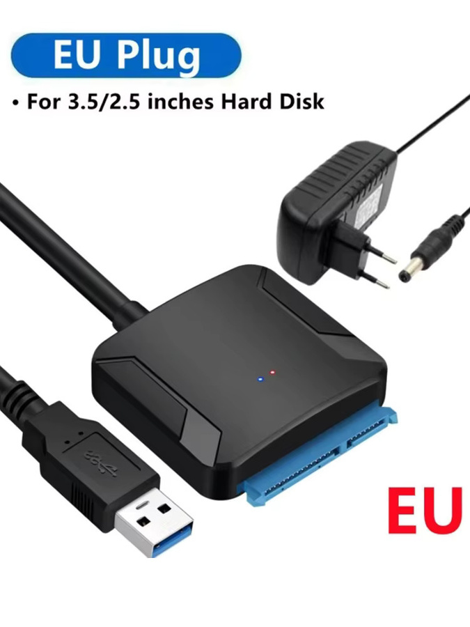 Congdi USB 3.0 zu SATA Adapterkabel für 2,5 Zoll und 3,5 Zoll HDD SSD mit 12V Netzteil, Schwarz - Bild 7