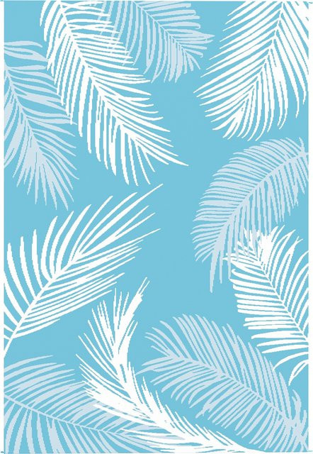 Outsunny Outdoor Teppich wendbar wetterfest Hellblau-Weiß B: 274 cm, T: 182 cm - Bild 1