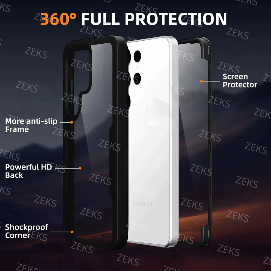 Fundas 360 Grad Ganzkörper-Schutzhülle mit Displayschutzfolie für Samsung Galaxy S26 Ultra S25 S24 S23 S22 S21 Plus 5G in Schwarz - Bild 3