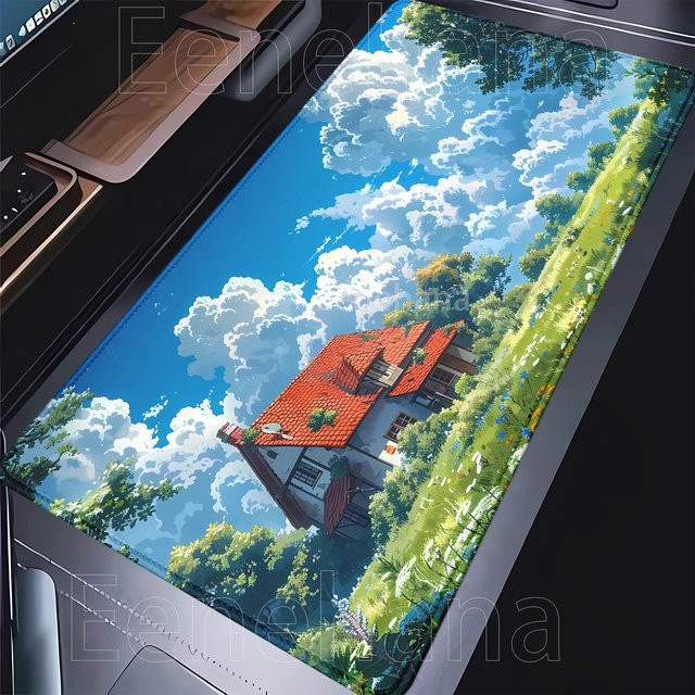 Eenehana Mauspad mit Landschaftsmotiv Feldlandschaft und Sonnenuntergang, rutschfest, B/B/H: 90 x 40 cm, multicolor - Bild 1