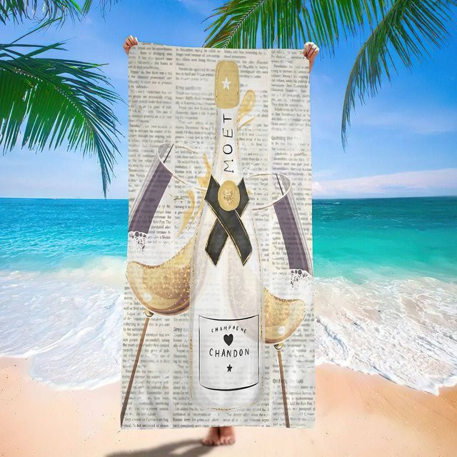 Saugfähiges Mikrofaser Strandtuch von Ka Chen Muda mit Champagner Logo, Mehrfarbig, Breite: 63 cm, Höhe: 120 cm - Bild 1
