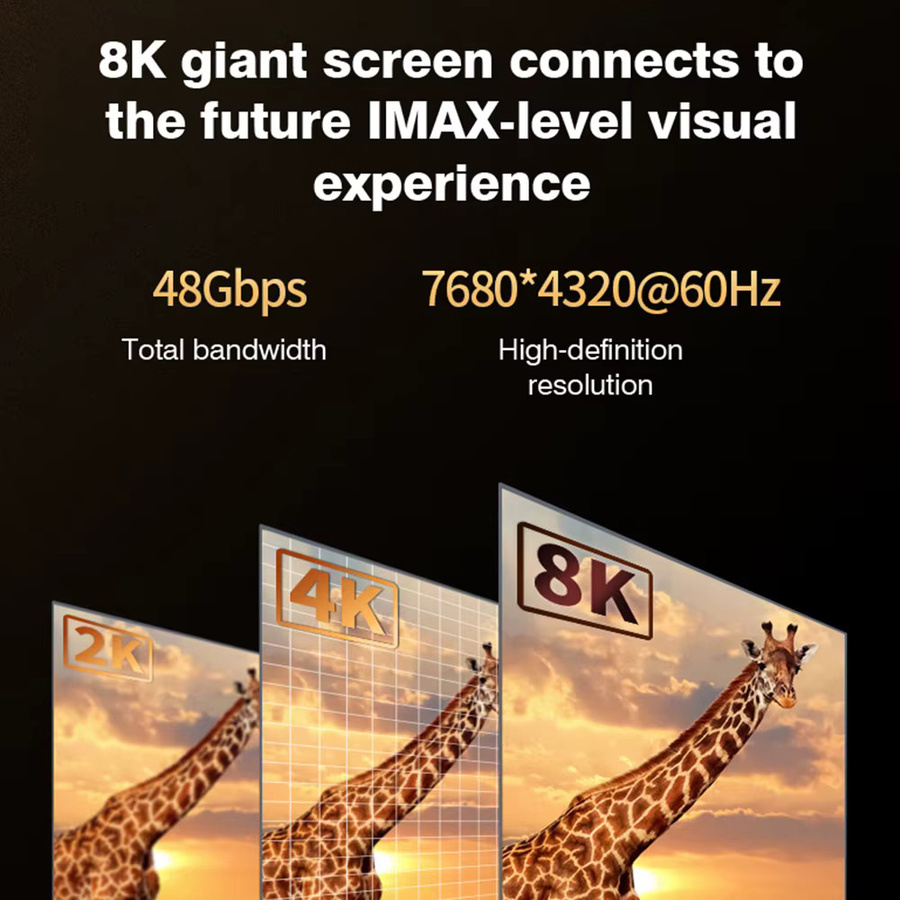 Byscoon HDMI 2.1 Glasfaserkabel in Schwarz mit 48Gbps für 8K@60Hz und 120Hz, unterstützt HDR, eARC und HDCP 2.3 für 7.1-Kanal Sound, kompatibel mit LG, Sony TV, Projektoren und PS5 - Bild 4