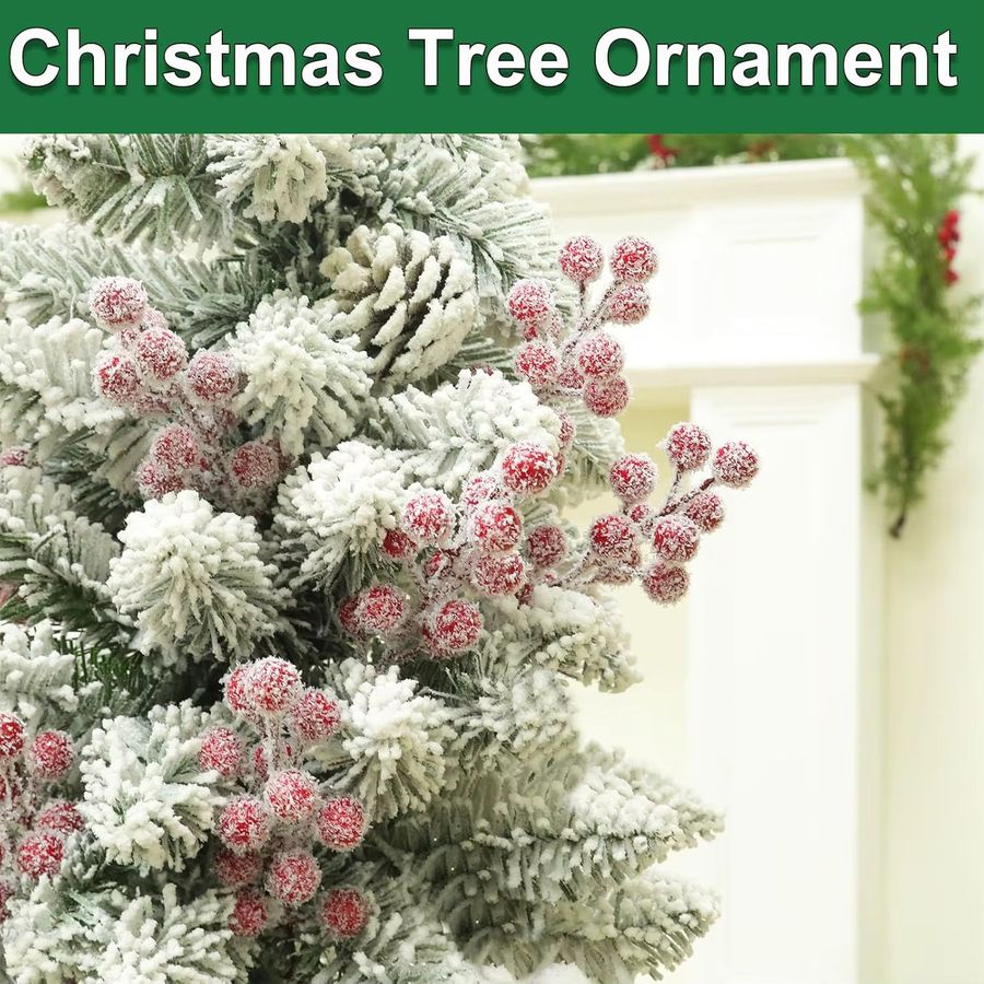 5 bis 10 Stück Künstliche Holly Pflanzen mit roten Früchten für Weihnachtsdekoration und DIY Tischdeko von smr - Bild 3