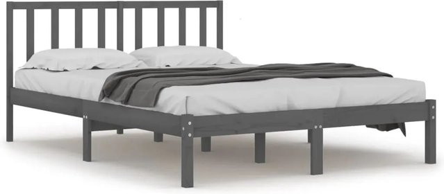 vidaXL Massivholzbett aus Kiefer in Grau im rustikalen Design B/T/H: 200 x 200 x 206 cm - Bild 1
