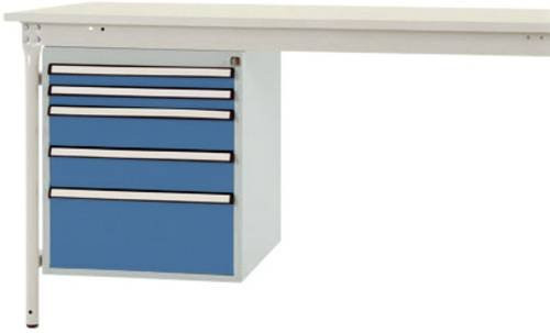 Manuflex Gehäuse-Unterbau ZB4852.0002 stationär mit 5 abschließbaren Schubfächern, Nutzhöhe: 500 mm, für Tischtiefe: 800 mm - Bild 1
