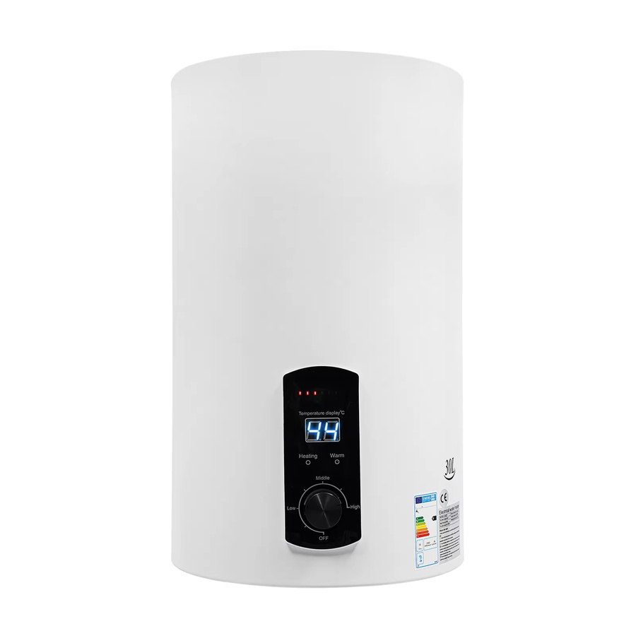 Elektrischer Warmwasserbereiter 30 L, wandmontierter Speicherboiler aus Edelstahl mit LED-Anzeige, 2000 W, Silber/Weiß - Bild 3