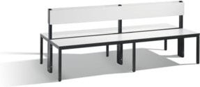 C+P Möbelsysteme Sitzbank Basic Plus doppelseitig mit Rückenlehne, Farbe Weiß, Gestell Schwarzgrau, H: 79,6 cm, B: 196,0 cm, T: 76,0 cm - Bild 1