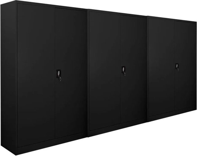 PROREGAL ELEPHANT Flügeltürenschrank aus Stahl in Schwarz, 2 Türen abschließbar, 4 Ebenen, Höhe: 180 cm, Breite: 120 cm, Tiefe: 40 cm - Bild 1