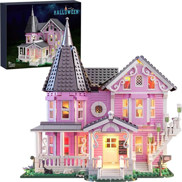 Pink Palace Apartment Building Set, Bausteine, 1349 Teile, mit Lichtern, ab 6 Jahren - Bild 1