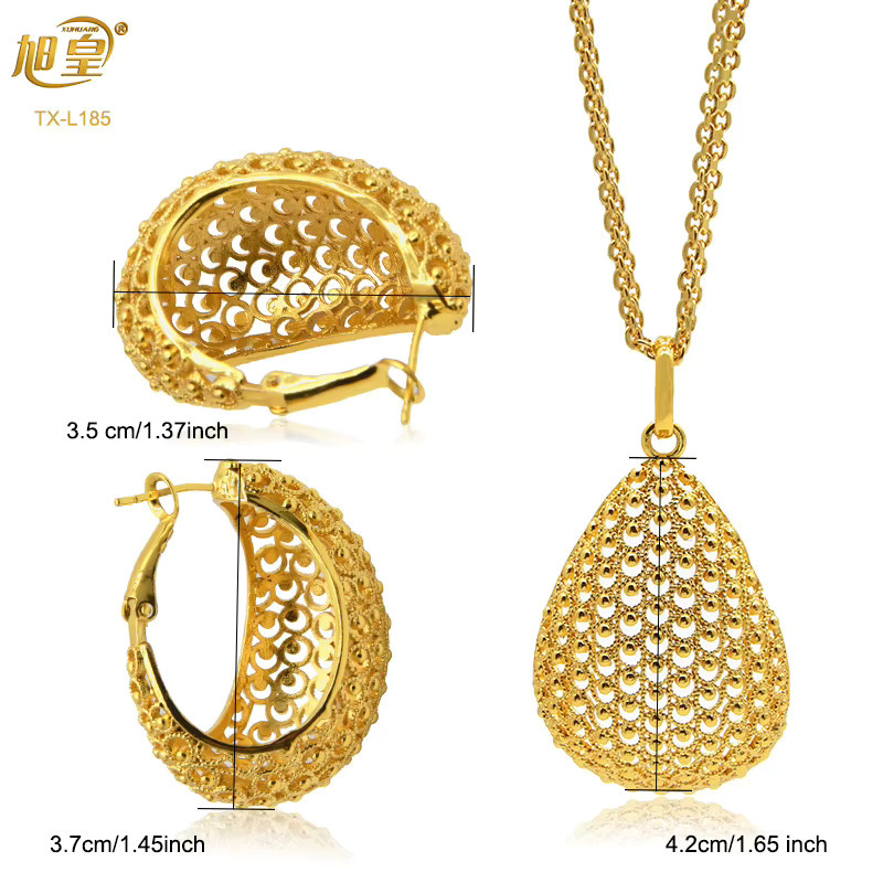 XUHUANG Schmuck-Set, Kupfer, Gold, Damen - Bild 2