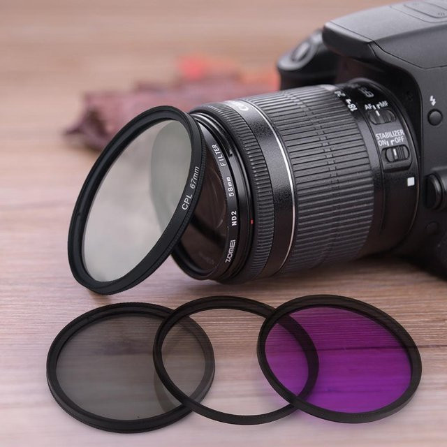 DIYelecs UV CPL FLD Objektivfilter-Set mit Tasche und Gegenlichtblende in Grau - Bild 1