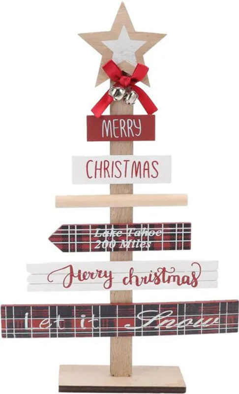 OutsideWorld Weihnachts-Tischschmuck Holzschild in Rot mit Sockel im Landhausstil - Bild 1